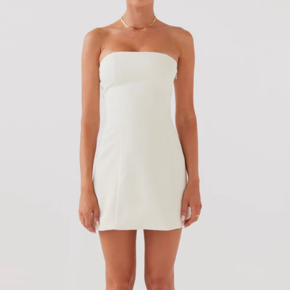 Peppermayo Strapless White Mini Dress